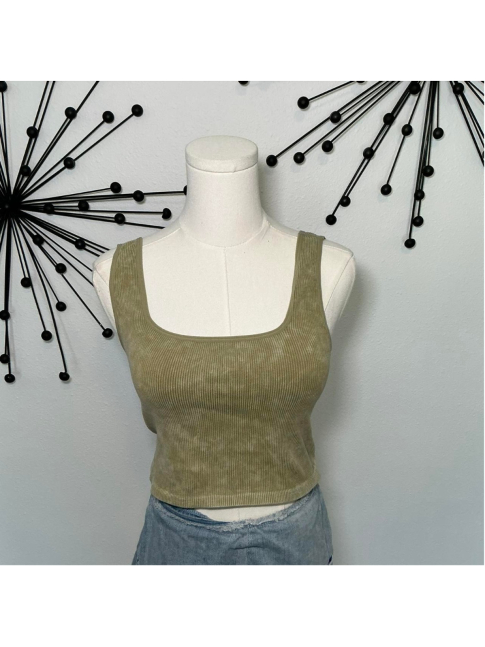 Forever 21 Olive Green Ribbed Tank Top Size M
